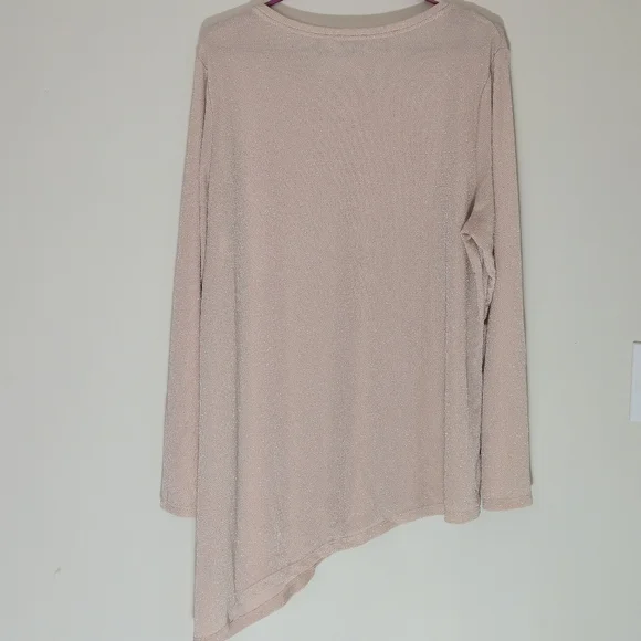Calvin Klein Pink Silver Glitter Shimmer Asymmetrical Tunic Top XL - Picture 13 of 13